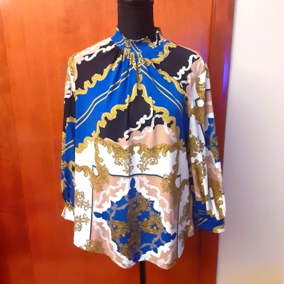 New York & Company Tops - Elegant Women's Baroque Print Blouse